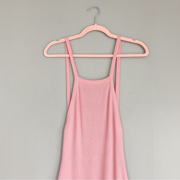 NWT Zeynep Arcay Halter Neck Vintage Rose Backless Slit Midi Knit Dress - Picture 4 of 7